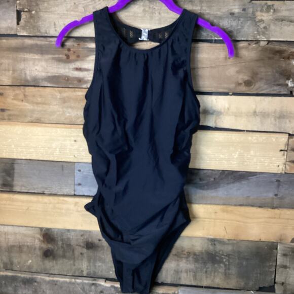 Cupshe One Piece Swimsuit Size Small Black Racer back Tummy Control - Picture 1 of 5